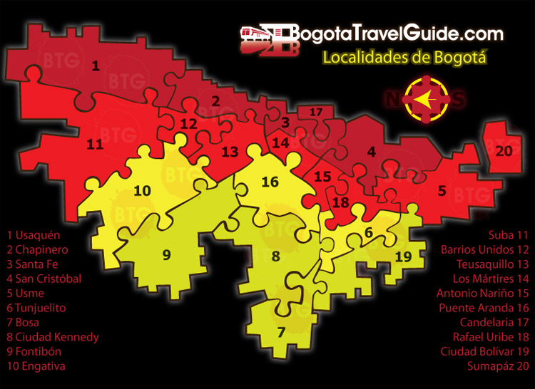 mapa Bogota: localidades de Bogota